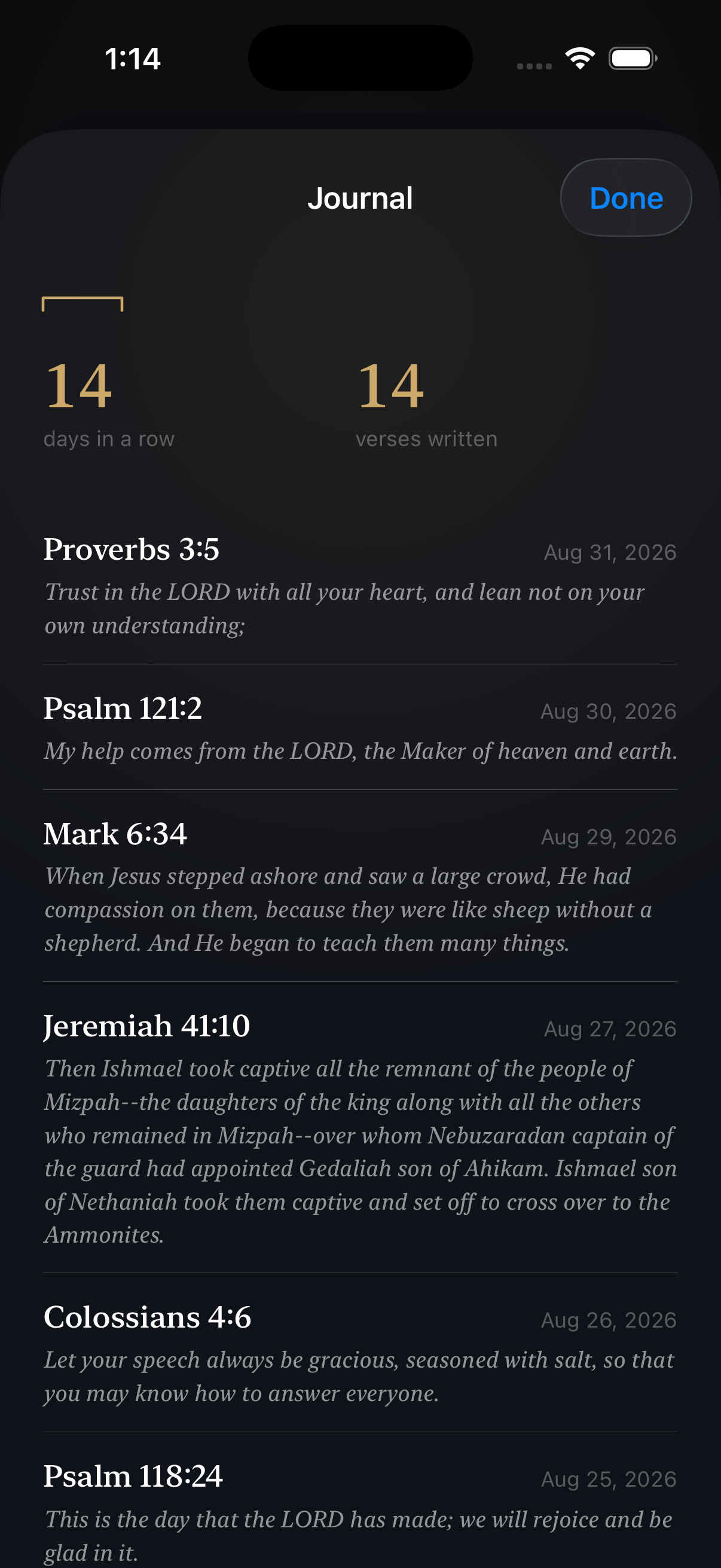 A journal of verses and a growing streak